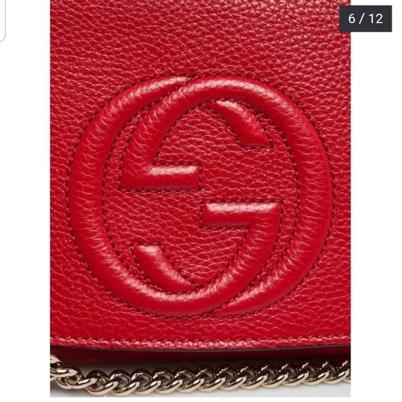 Gucci Soho Disco GG Red Tassel Chain Crossbody Bag - Picture 9 of 16